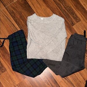 Gray Sweater with Plaid and Gray Joggers Set